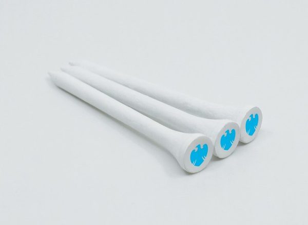 54MM WHITE BAMBOO GOLF TEES PRINTED 3 COLOURS IN THE CUP