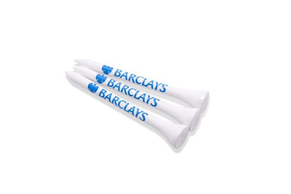 70MM WHITE BAMBOO GOLF TEES PRINTED 1 COLOUR ON THE SHANK