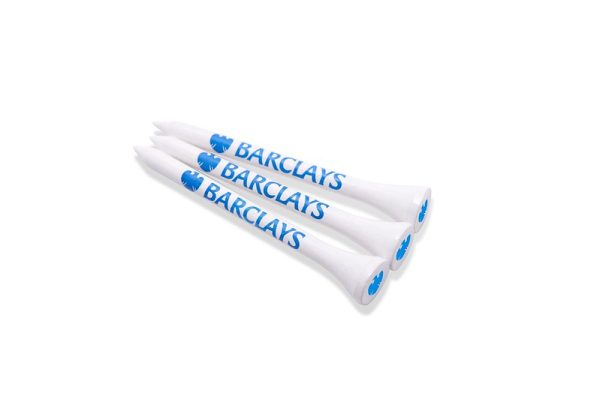 54MM WHITE BAMBOO GOLF TEES PRINTED 1 COLOUR IN THE CUP AND 1 COLOUR ON THE SHANK