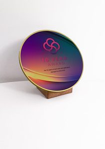 Orbit Award Medium - Metallic Gold Acrylic