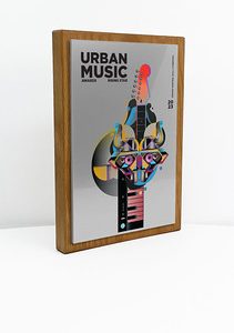 Fusion Award Large -  Beech with Metallic Silver Trim