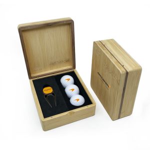 MINI HINGED MAGNETIC BAMBOO QUATRO GOLF PRESENTATION BOX