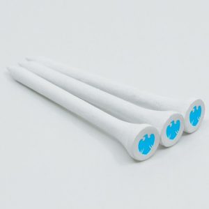 54MM WHITE BAMBOO GOLF TEES PRINTED 3 COLOURS IN THE CUP