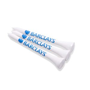 70MM WHITE BAMBOO GOLF TEES PRINTED 3 COLOURS ON THE SHANK