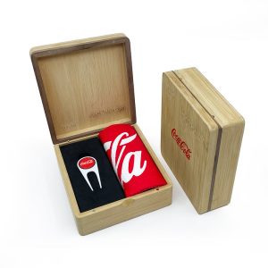 MINI HINGED MAGNETIC BAMBOO TOWEL AND REVO GOLF PRESENTATION BOX