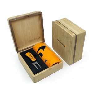 MINI HINGED MAGNETIC BAMBOO TOWEL AND FLIX DS GOLF PRESENTATION BOX