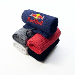 WAFFLE EMBROIDERED TRI-FOLD GOLF TOWEL