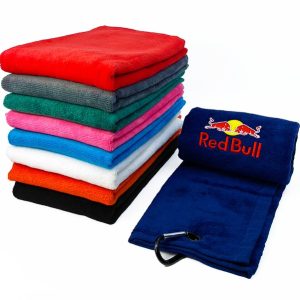 VELOUR EMBROIDERED TRI-FOLD GOLF TOWEL