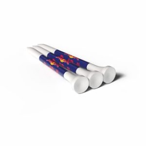70MM WHITE BAMBOO GOLF TEES PRINTED 3 COLOURS ON THE SHANK