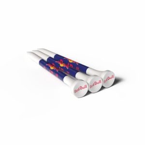 54MM WHITE BAMBOO GOLF TEES PRINTED 1 COLOUR IN THE CUP AND 3 COLOURS ON THE SHANK